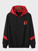 ChArmkpR Mens Japanese Rose Print Contrast Patchwork Drawstring Hoodies