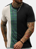 ChArmkpR Mens Plaid Patchwork Short Sleeve Crew Neck T-shirts