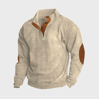 ChArmkpR Mens Pullover Hoodies Two Tone Patchwork Stand Collar Corduroy Pullover Sweatshirts