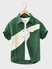 ChArmkpR Mens Shirt Contrasting Colors Patchwork Short Sleeve Shirts