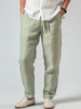 ChArmkpR Mens Solid Cotton Casual Loose Drawstring Waist Pants