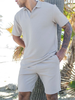ChArmkpR Mens Solid Short Sleeve Golf Shirt Casual Two Pieces Outfits
