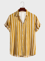 ChArmkpR Mens Striped Shirts Casual Lapel Collar Casual Short Sleeve Shirts Summer Daily Shirt