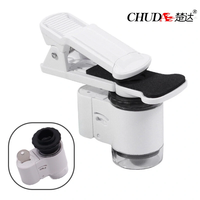 ChuDa 9882AW Mobile Phone Microscope Clip 45x Magnification with Dual LED Illumination and UV Light ABS Shell Acrylic Op