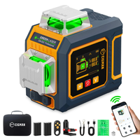CIGMAN CM-S03 Laser Level 12 Lines LCD Display Green Beam 3x360° Self Leveling Tool IP54 Rechargeable Battery Remote Con