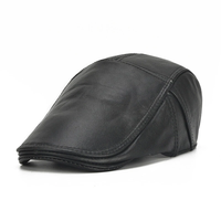 Collrown Berets Mens Flat Caps Genuine Leather Duck Tongue Cap Classic Adjustable Casual Driving Cabbie Hat