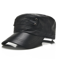 Collrown Genuine Sheepskin Leather Cap Men