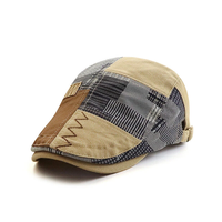 Collrown Men Berets Retro Patchwork Plaid hat Men