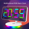 Colorful RGB Large Screen Mirror Alarm Clock With Wireless Charging Night Light Led Digital Clock Desktop Electronic Clo