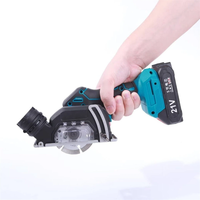 Cordless Mini Circular Saw 18V 76mm Electric Cutting Tool for Metal Wood Plastic Pipes Tiles with 2 Blades and Guards