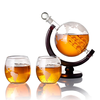 Creative Globe Decanter Set with Lead-free Carafe Exquisite Wood-stand 2 Glasses Whiskey Decanter Globe Grade Gift