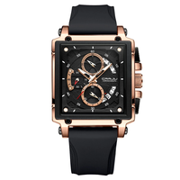CRRJU Fashion Square Men Watch Multifunctional Chronograph Quartz Watches Waterproof Luminous Pointer Business Casual Wr