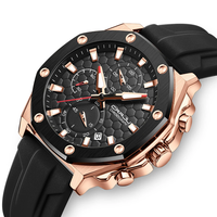 CRRJU Multi-function Chronograph Watch Comfortable Silicone Strap Luminous Waterproof Men