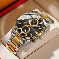 CURREN Business Men Watch Steel Band Multifunctional Chronograph Wristwatch Waterproof Round Watch,  Ideal choice for Gif