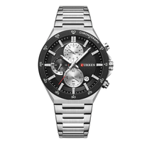 CURREN Fashion Multifunctional Chronograph Date Stainless Steel Men Wristwatch Waterproof Luminous Business Casual Quart