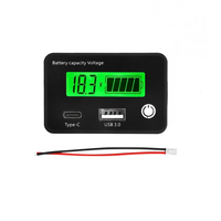 DC8-30V USB Type-C Lead Acid Lithium Battery Charge Capacity Indicator Car Motorcycle Digital Voltmeter Voltage Tester M