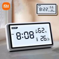 Deli Electronic Thermometer Hygrometer Weather Station with High Precision 0.1℃ Temperature Humidity LCD Display Clock F