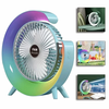 Detachable Rechargeable Fan Colorful LED Light Fan with 1200mAh Battery Adjustable Tilt 5 Light Modes Mini Fan for Summe