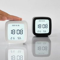 Digital Alarm Clock 12/24H Electronic Alarm Clock Voice-activated Backlight Temperature Humidity Nightlight Table Clocks