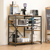 Dinaza Bakers Rack with Two AC Power Outlets Microwave Stand with Kitchen Storage Shelf Rack Mug Holder