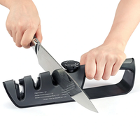 DMD 3-Stage Knife Scissors Sharpener Manual Professional Sharpening Tool with Grip and 6 Adjustable Angles for Kitchen S