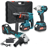 Doersupp 588VF Lithium Power Tools Brushless 3-Piece Set Light Hammer+125mm Angle Grinder+Electric Wrench