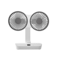 Double Head Desktop Oscillating Fan, 360°Rotation USB Rechargeable 4000mAh Battery Powered Portable Automatic Rotating Ta