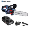 Drillpro 12 Inch Cordless Brushless Motor Electric Chainsaw Suitable for Makita batteries 3300r/min 22V 3.0Ah Lithium Ba
