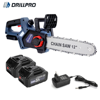 Drillpro 12 Inch Cordless Brushless Motor Electric Chainsaw Suitable for Makita batteries 3300r/min 22V 3.0Ah Lithium Ba