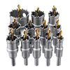 Drillpro 12pcs 15mm-50mm Upgrade M35 Titanium Coated Hole Saw Cutter for Stainless Steel Aluminum Alloy