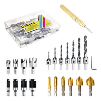 Drillpro 23pcs Woodworking Chamfering Countersunk Drill Bit Set 5 Flute Chamfering Drill Wood Plug Cutter Automatic Cent
