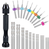 Drillpro 36 Pieces Hand Drill Set Include Pin Vise Hand Drill Mini Drills and 0.5-3.0mm HSS Drills and 0.3-1.2mm PCB Dri