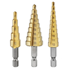 Drillpro 3Pcs 1/4 Inch Hex Shank HSS Titanium Coated Step Drill Bit Set 3-12/4-12/4-20mm