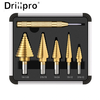 Drillpro 6PCS Premium Titanium-Coated HSS 4241 Step Drill Bit Set by Pro-Drills Variety Pack (1/8" to 1-3/8") High-Speed