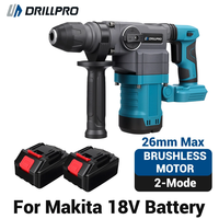 Drillpro Brushless Electric Hammer Drill with 2 Batteries 26mm 10J Cordless Electric Hammer 2-Mode for 18V Battery High