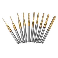 Drillpro DB-M1 10Pcs 0.8-3mm Titanium Coated Engraving Milling Cutter Carbide Bits