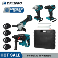 Drillpro Multi-Tool Combo Kit with 800N.m Electric Wrench 125mm Angle Grinder High Speed Electric Drill and Four-functio