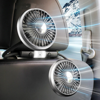 Dual Head Car Clip Fan With LED Light 360° Rotatable Car Cooler Fan Low Noise Cooling Fans Type C Car Electrical Fan