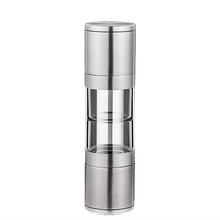 Dual-head Manual Pepper Grinder Stainless Steel Grinder Pepper Mill Double Head Salt and Pepper Grinder for Home Kitchen
