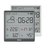 DUKA LCD Wireless Smart Home WIFI Temperature and Humidity Weather Sensor Rechargeable Indoor Clock Hygrometer Mini Digi