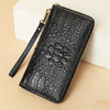 Ekphero Crocodile Texture Wallet Unisex Genuine Leather Long Money Clip Business Clutch Fashion Zipper Cowhide Handheld
