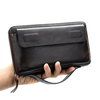 Ekphero Genuine Leather Wallet Large Capacity Retro Clutch Bag Zipper Phone Pocket Long Handbag Card Holder Money Clip