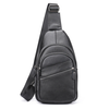Ekphero Men Genuine Leather Chest Pack Casual Sport Sling Shoulder Backpack Fashion Crossbody Bags Black Travel Chest Ba