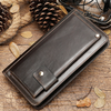 Ekphero Men Genuine Leather Wallet Men Phone Clutch Retro Long Wallets Hand Money Purse Cow Leather Zippered Card Holder