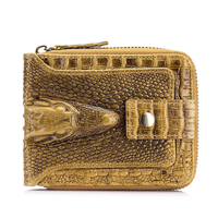 Ekphero Mens Wallet Genuine Leather Crocodile Pattern Short Coin Purse Luxurious High-Quality Multi Slot Thick Anti-Thef