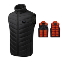 Electric Heated Vest Black 4-button 21 Heating Zones 3 Gear Adjustable Temperature USB Interface Winter Warm Jacket