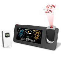 Electronic Projection Clock Weather Station Temperature and Humidity Meter Color Screen Weather Forecast LCD Digital Ala
