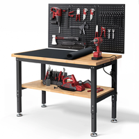ENJOYWOOD WB0101-Plus 48 Inch Workbench with Pegboard & Rubber Pad / Adjustable Height / 2000 LBS Load Capacity / Power