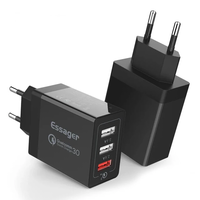 ESSAGER 30W 3-Port USB Charger 3USB-A QC3.0 2.0 Fast Charging Wall Charger Adapter EU Plug for iPhone 16 15 Pro 14 13 Pr