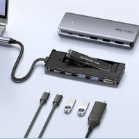 ESSAGER 6-in-1 Type-C Docking Station with M.2 NVMe Enclosure / USB3.2 Gen2*2 / PD100W USB-C / USB-C Data / HD1.4 Multip